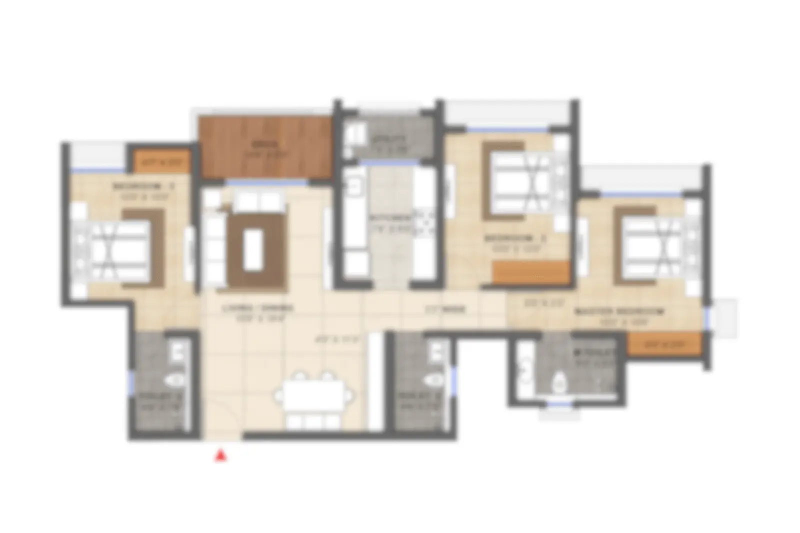 Floor or Unit Plan of Raymond Ten X 3 BHK Apartments